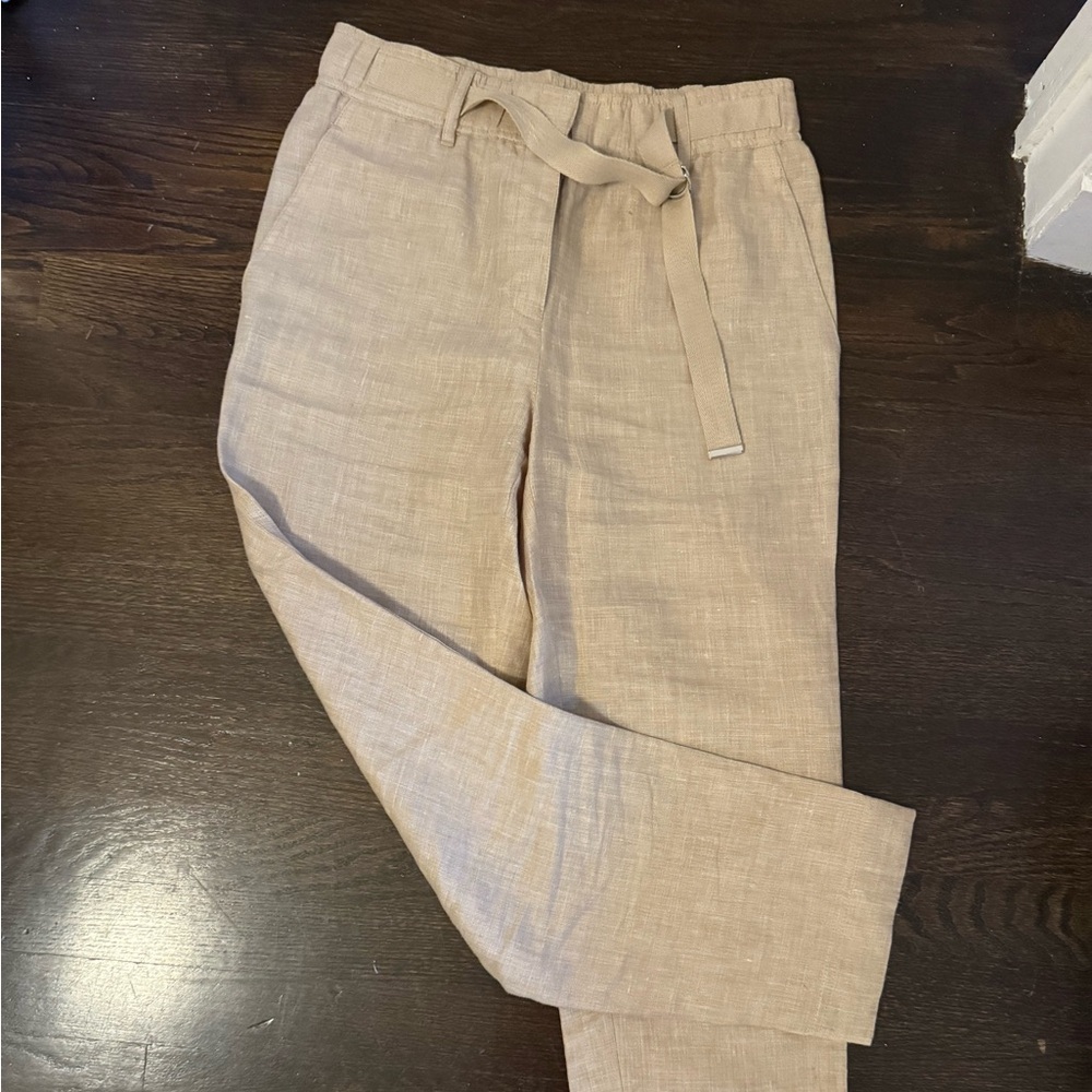 Lafayette 148 New York Tan Linen Pants